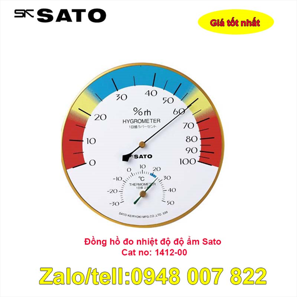 Đồng hồ đo nhiệt độ độ ẩm Sato Cat no:1412-00